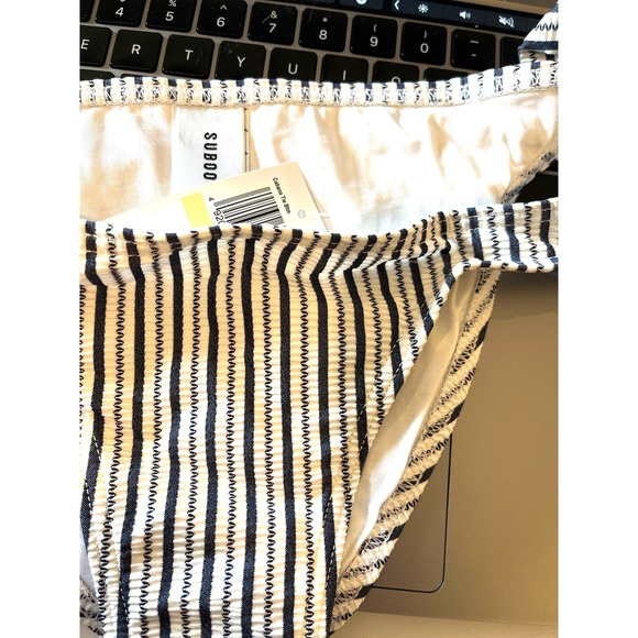 Suboo Cabana Side Tie Striped Grey/Blue Bikini Bottom Size 6 NEW $90 - Picture 3 of 3